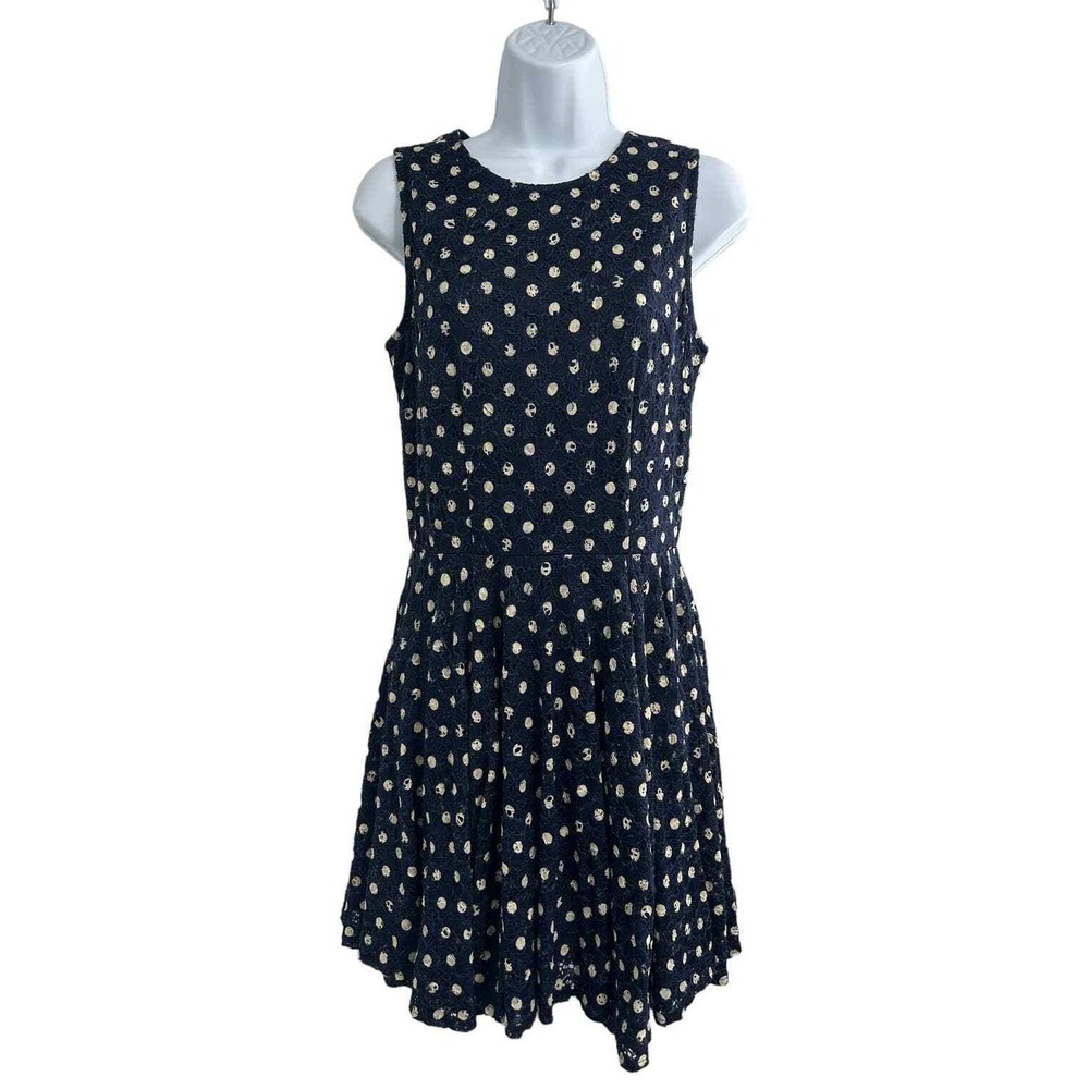 Maison‎ Jules Blue Polka Dot Fit and Flare Dress Medium Cocktail Office